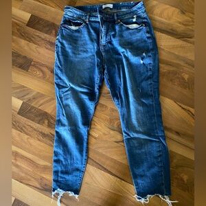 LOFT Women’s Curvy, High Rise, Skinny ankle distressed jeans